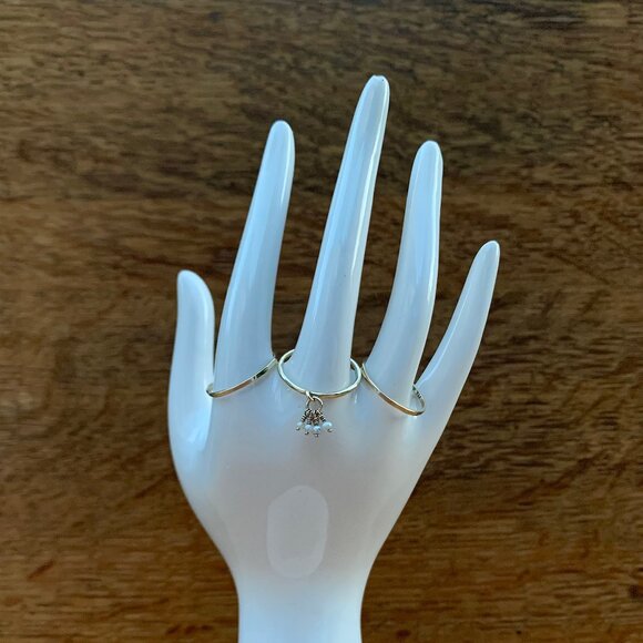 Me & Ro hammered gold bands and pearl cluster ring - Picture 6 of 9